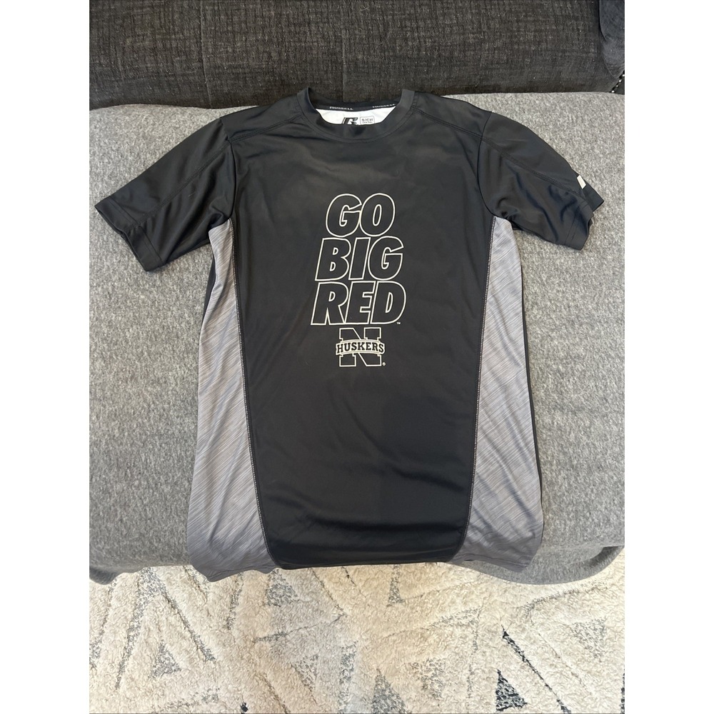 Nebraska Cornhuskers Go Big Red Mens T Shirt Size S Russel Black